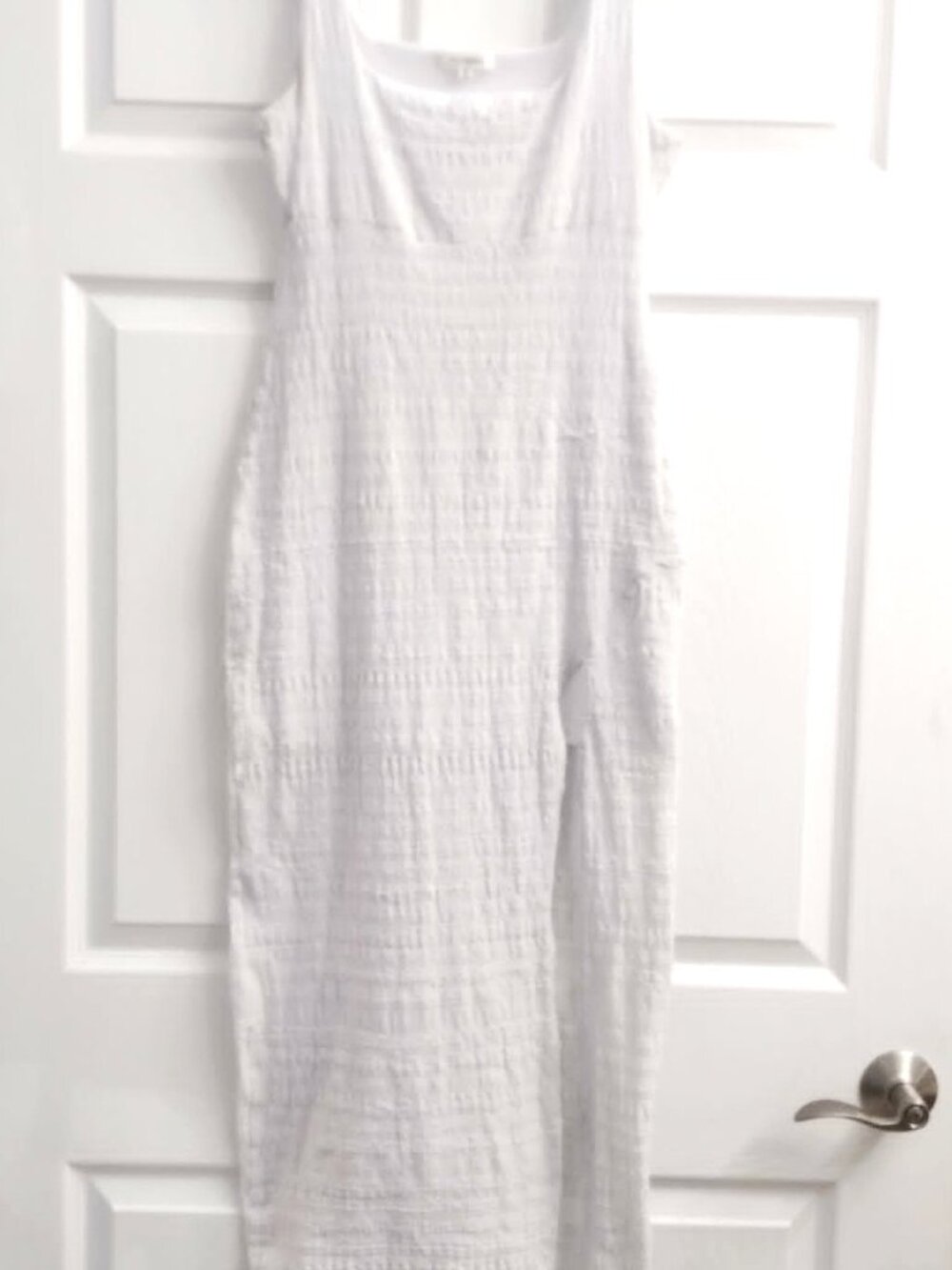 No Comment Women Maxi Dress M White Sleeveless Stretchy Bodycon Boho Y2K